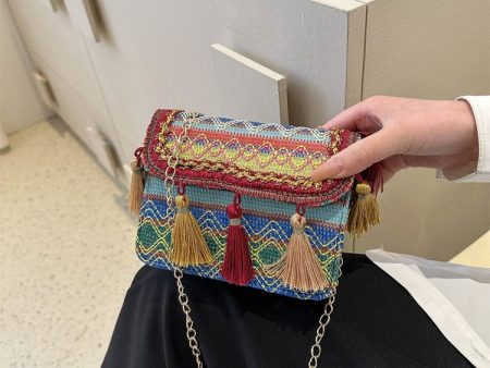 Wholesale 2023 Ethnic Style Tassel Shoulder Bag Retro Polyester Crossbody Bag on Sale