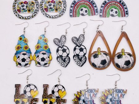 Wholesale Football Acrylic Earrings Heart U Shape Leopard Print Earrings Online Sale