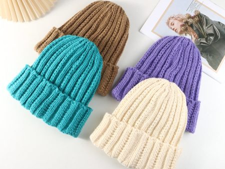 Wholesale 2023 Autumn and Winter Solid Color Knitted Hat Thick Thread Acrylic Wool Hat For Cheap