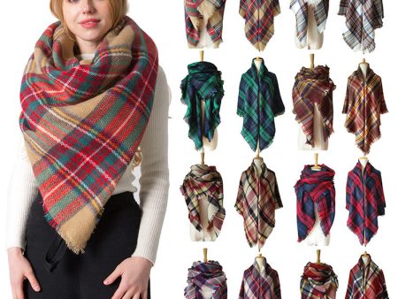 Wholesale Autumn and Winter Imitation Cashmere Double-sided Colorful Plaid Square Scarf Scarf Online Sale