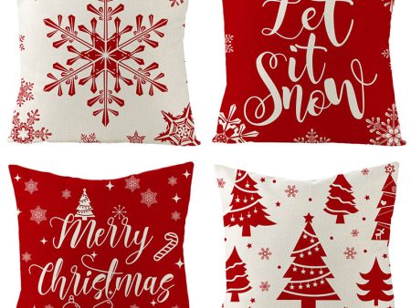 Wholesale Christmas Red Linen Pillow Cover Holiday Home Decoration Pillow Cushion Cover For Sale