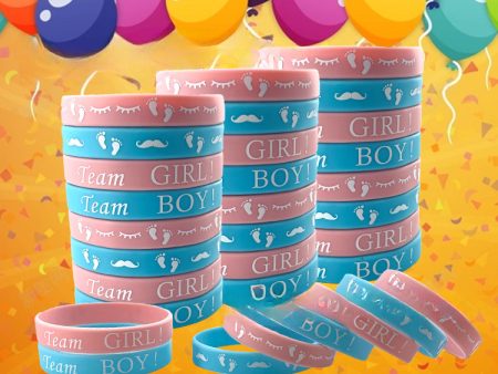 Wholesale  20pcs Team boy Girl Gender Party Silicone Rubber Bracelet Supply