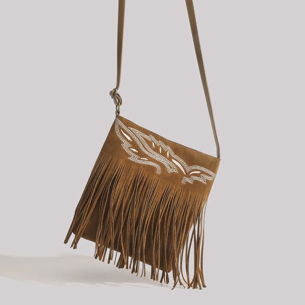 Wholesale 2023 Autumn and Winter Retro Simple Embroidered Tassel Crossbody Bag Discount