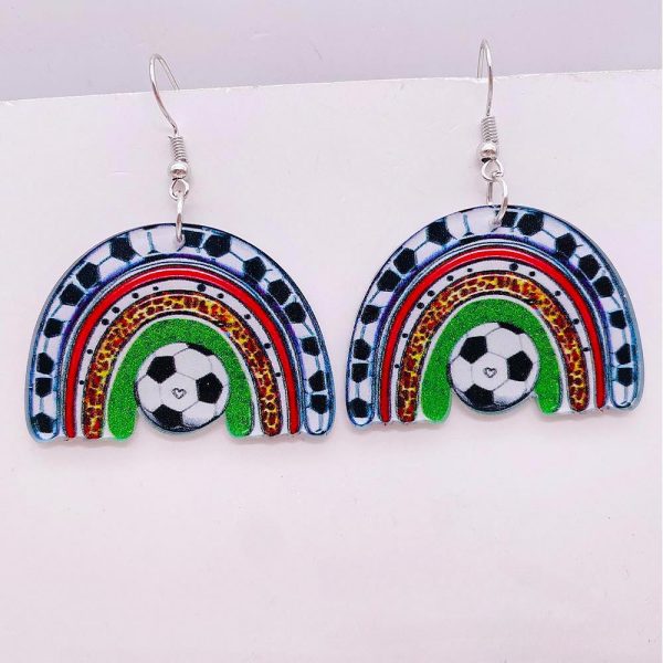 Wholesale Football Acrylic Earrings Heart U Shape Leopard Print Earrings Online Sale