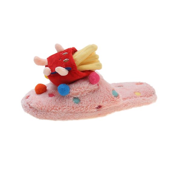 Wholesale Cartoon French Fries Burger Cute Pet Furry Home Rubber Slippers Online Hot Sale