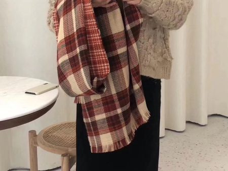 Wholesale 2023 Autumn and Winter Imitation Cashmere Double-sided Plaid Knitted Christmas Scarf Online Hot Sale