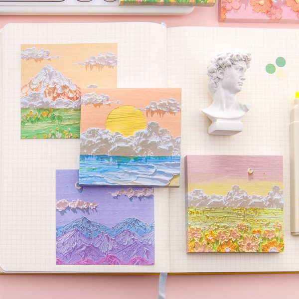 Wholesale Landscape Oil Painting Paper Sticky Notes Online Hot Sale