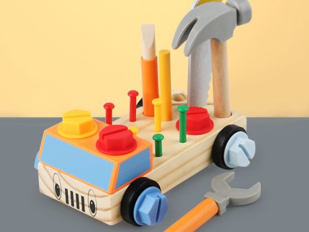 Wholesale of Children s Puzzle Disassembly and Assembly Nuts, Nails, Wooden Tool Carts Online now