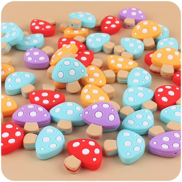 Wholesale DIY Cartoon Silicone Mushroom Focal Beads Online