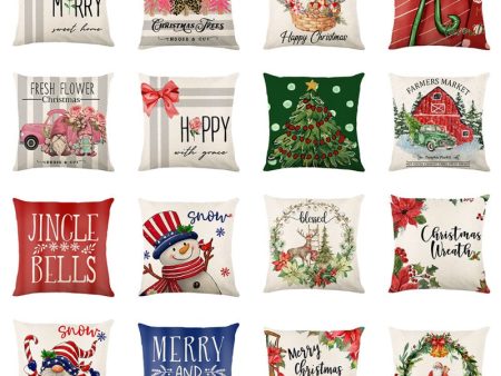 Wholesale Simple Christmas Throw Pillow Cover Letter Decoration Cushion Linen Printing Waist Cushion Cheap