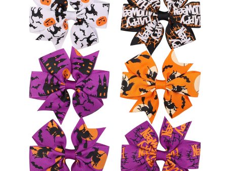 Wholesale Halloween Dress Up Skeleton Bat Ghost Pumpkin Fabric Kids Hair Clips Fashion