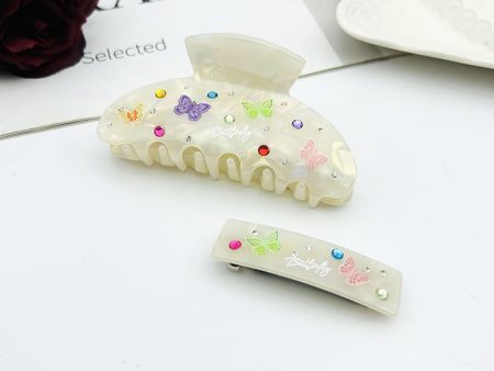 Wholesale Acetate Butterfly Painted Sweet Color Diamond Acrylic Hair Clip Headband Online