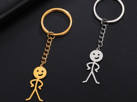 Wholesale Titanium Steel Cut Smooth Akimbo Figurine Keychain Hot on Sale