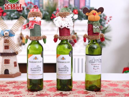 Wholesale Christmas Champagne Set Wine Bottle Cap Red Wine Fabric Wine Bottle Set on Sale