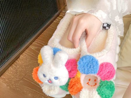 Wholesale Cute Sunflower Bunny Autumn and Winter Warm Home Non-slip Cotton Slippers For Sale