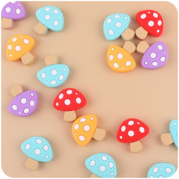 Wholesale DIY Cartoon Silicone Mushroom Focal Beads Online