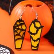 Wholesale Acrylic Ear Spider Web Wooden Coffin Earrings Supply