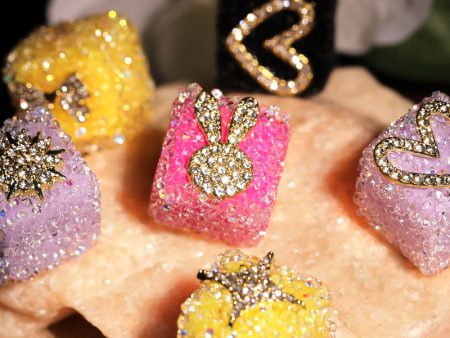 Wholesale 5pcs pack Rhinestone Color Love Bow Square Sugar Beads Online