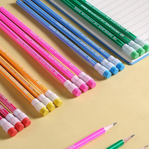 Wholesale Color Pencils with Large Leather Tips HB Hexagonal Log Pencils Online Hot Sale