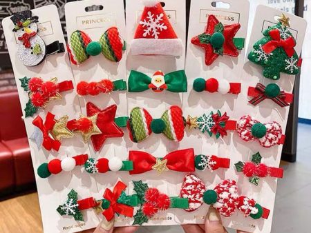 Wholesale Christmas Girl s Bow Christmas Tree Duckbill Clip Children s Cute Plastic Hair Clip Fashion