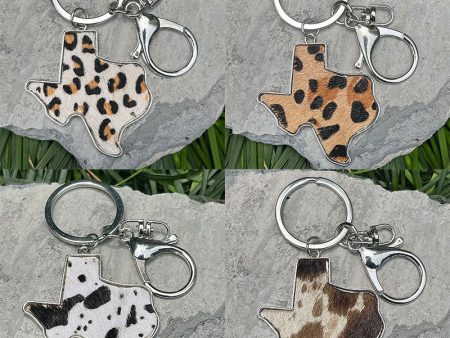 Wholesale 2PCS PACK Western Map Genuine Leather Keychain Alloy Leopard Print Cow For Discount