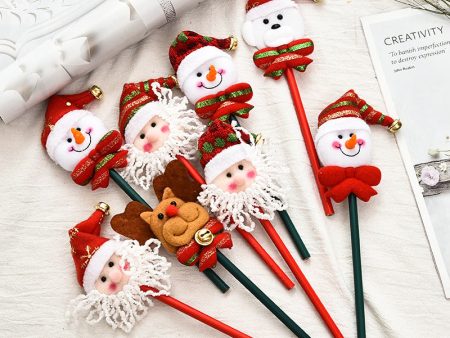 Wholesale Christmas Cloth Cartoon Old Man Snowman Pattern Pencil Sale