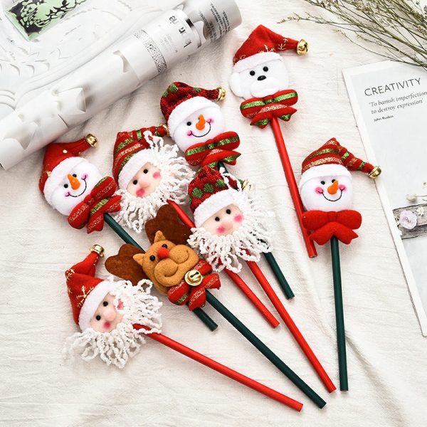 Wholesale Christmas Cloth Cartoon Old Man Snowman Pattern Pencil Sale