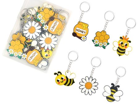 Wholesale 24pcs New Cartoon Bee Party Decoration PVC Soft Rubber Keychain For Sale