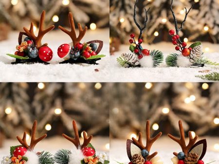 Wholesale Christmas Cute Antler Elk Glowing Plastic Hairpins on Sale