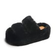 Wholesale 7CM thick-soled lining with velvet leather printing and outer fur mop plush winter slippers Online now