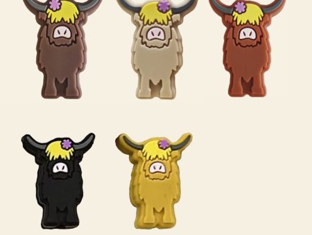 Wholesale 10pcs Cartoon West Highland Cow Silicone Focal Beads on Sale