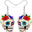 Wholesale 10pairs pack Red Flower Skull Pendant Acrylic Earrings Online Sale