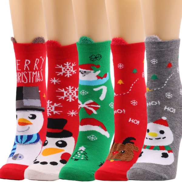 Wholesale Autumn New Christmas Elk Santa Claus Cotton Socks Online Sale