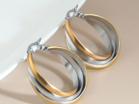 Wholesale Vintage Gold and Silver Color Matching Stainless Steel Earrings Fashion