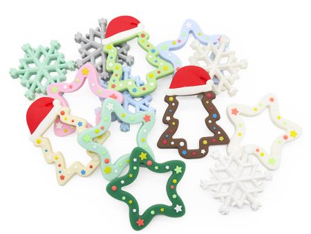 Wholesale Christmas Food Grade Silicone Teething Sticks Baby Chews Pacifier 10PCS on Sale