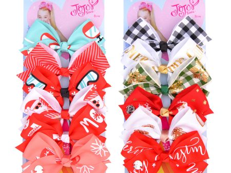 Wholesale Rainbow Gradient Christmas Bow Hairpins Holiday Party polyester rib tape Hair Accessories Online Hot Sale