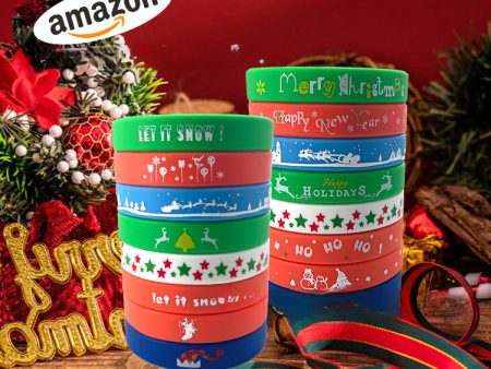 Wholesale 10pcs Christmas Silicone Party Gift Rubber Wristbands Bracelet Online Sale