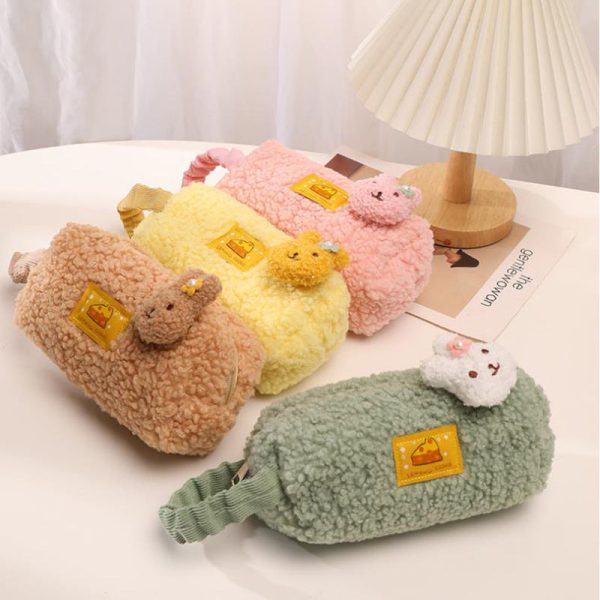 Wholesale Portable Lamb Wool Large Capacity Simple Pencil Case For Discount