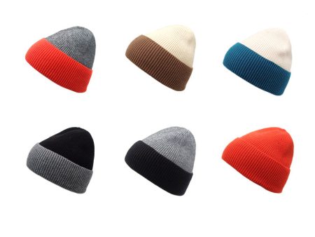 Wholesale 2023 Autumn and Winter New Color Matching Cold and Warm Knitted Acrylic Wool Hat For Discount