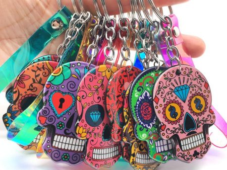 Wholesale Day of the Dead Skull Mexican Calavera Acrylic Keychain Supply