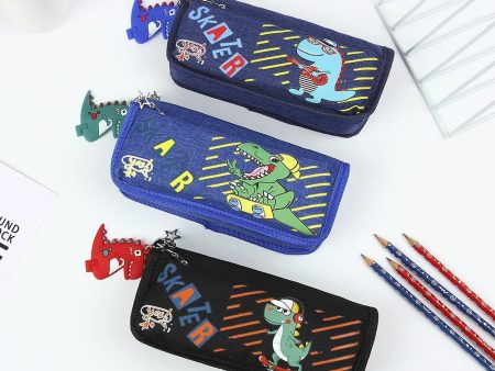 Wholesale Large Capacity Cartoon Dinosaur Canvas Pen Case Fashion