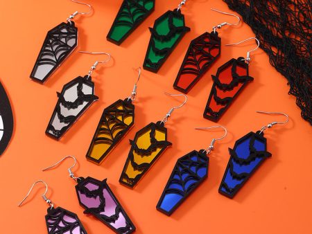 Wholesale Acrylic Ear Spider Web Wooden Coffin Earrings Supply