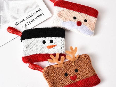 Wholesale Christmas Cartoon Square Zipper Knitted Cotton Wallet Bag Cheap