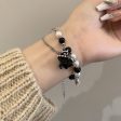 Wholesale Black and White Small Ghost Beaded Titanium Steel Bracelet on Sale