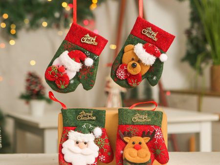 Wholesale Christmas Decoration Small Size Non-woven Christmas Socks Christmas Tree Decorations Candy Bags Hot on Sale