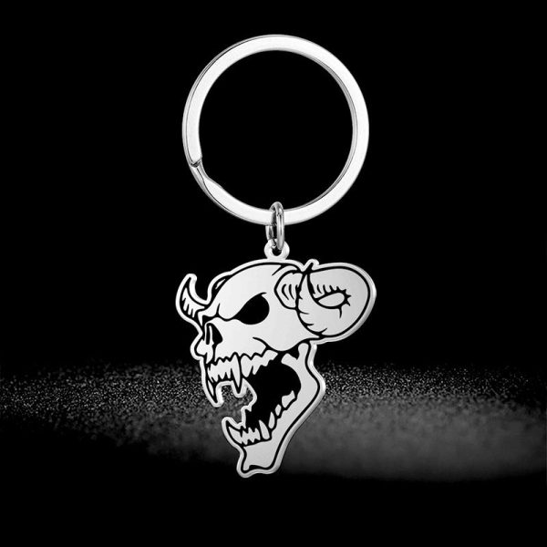 Wholesale Halloween Stainless Steel Skull Bull Head Keychain Discount