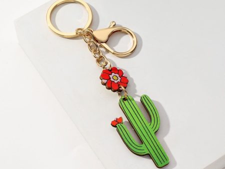 Wholesale Wooden Small Fresh Cactus Keychain Online Sale