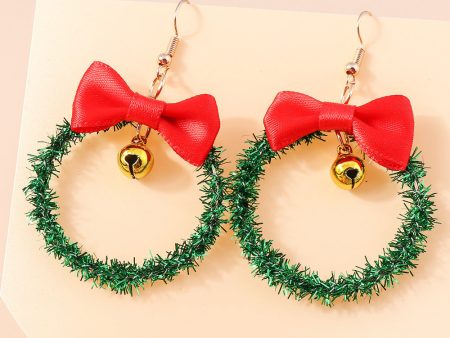 Wholesale Christmas Bells Flower Bow Plastic Earrings Cheap