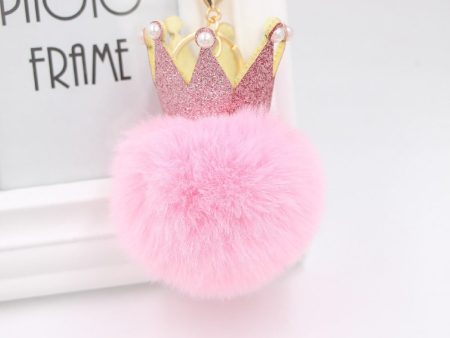 Wholesale 3D Crown Pom Pom Keychain Hot on Sale