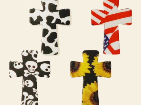 Wholesale 10pcs Cow Pattern Skull Sunflower Cross Silicone Focal Beads on Sale